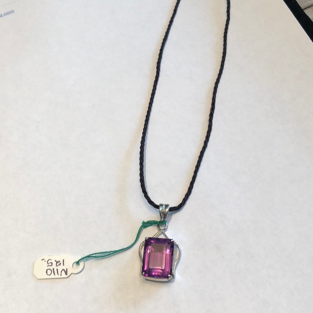 Silver Amethyst drop pendant